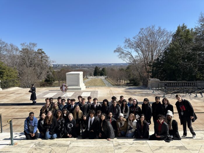 Students in front of the Tomb of the Unknown Soldier in Washington DC