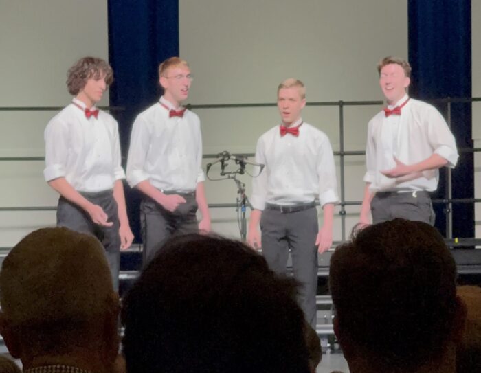 Cicero Prep Barbershop Quartet performing at competition