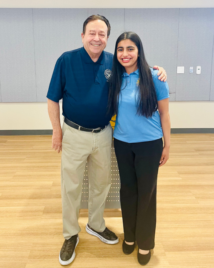 Student posing with the Mayor of Goodyear