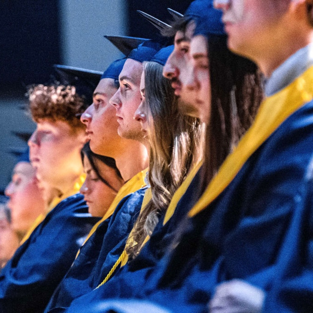 Closeup of graduates during graduation ceremony
