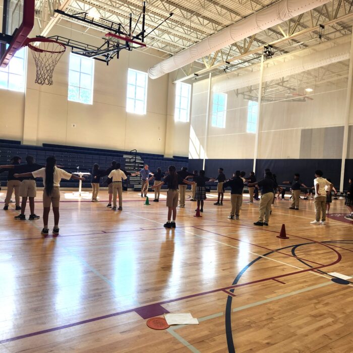 Harveston students in the gym