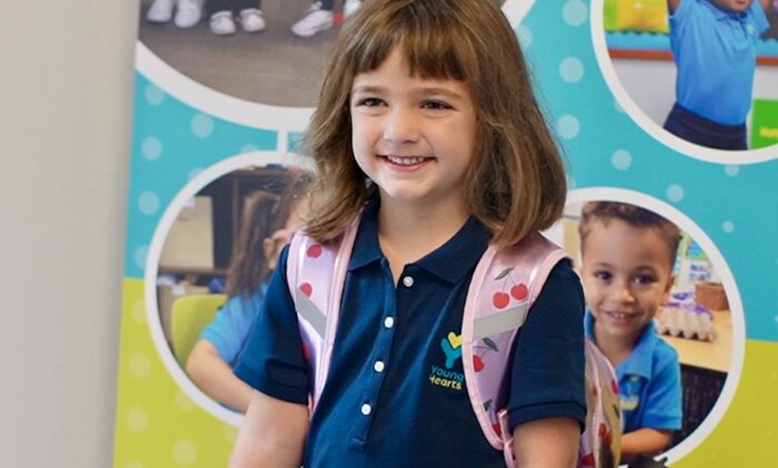 Preschool student with backpack