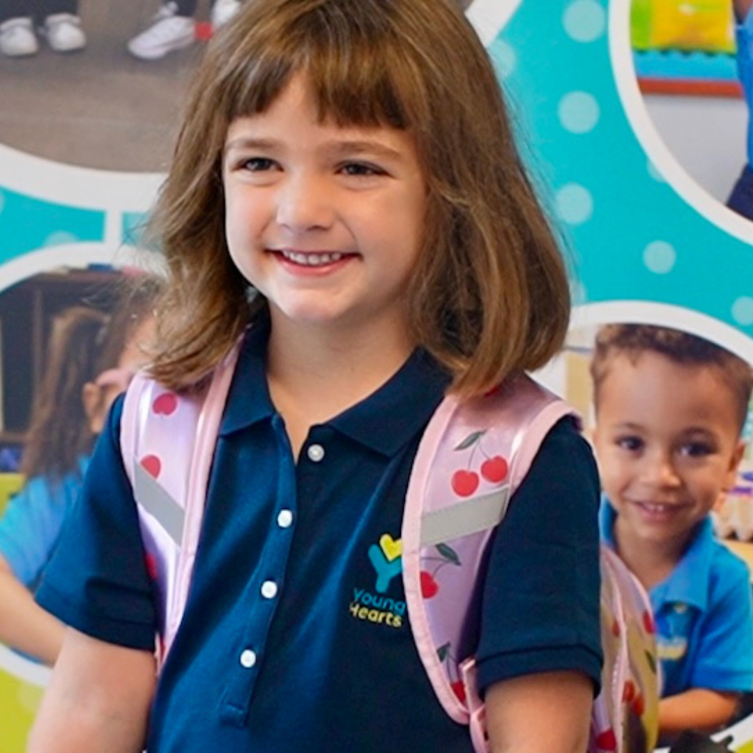 Preschool student with backpack
