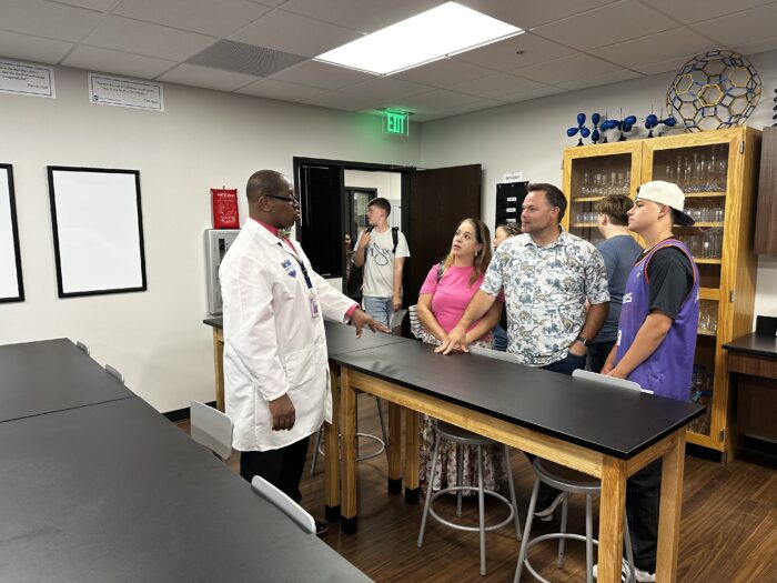 Science teacher meeting with families