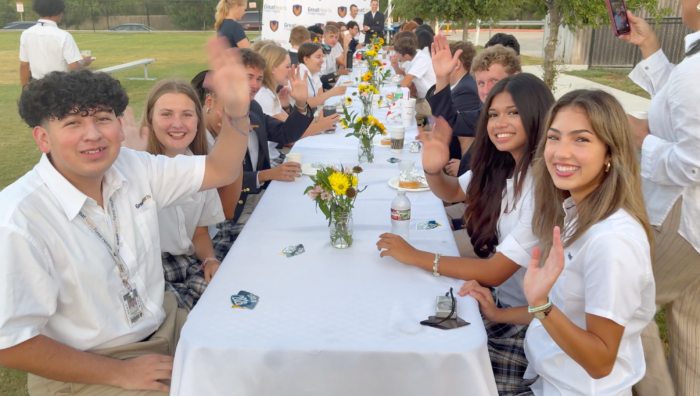 Seniors around a table at Sunrise Breakfast