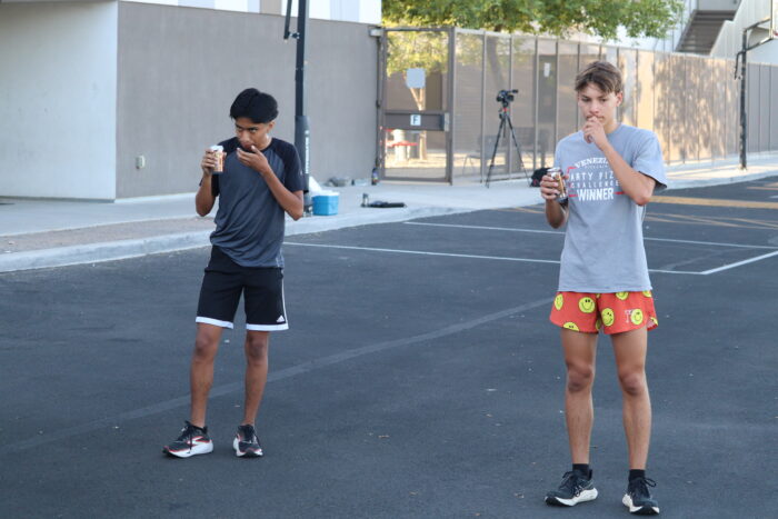 Two runners at Root Beer Mile