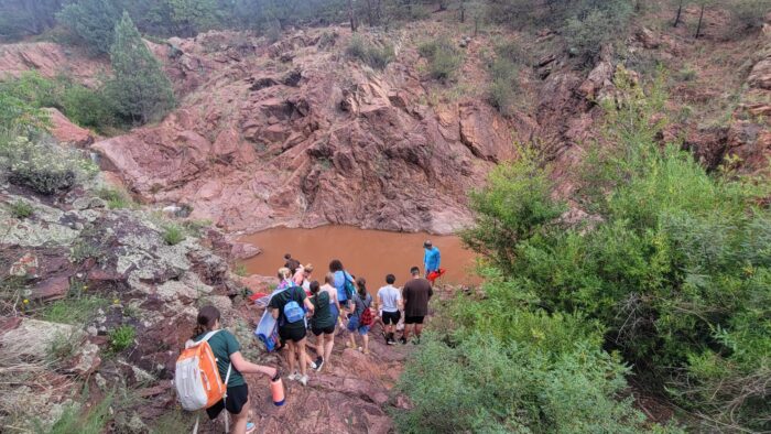students on a hike