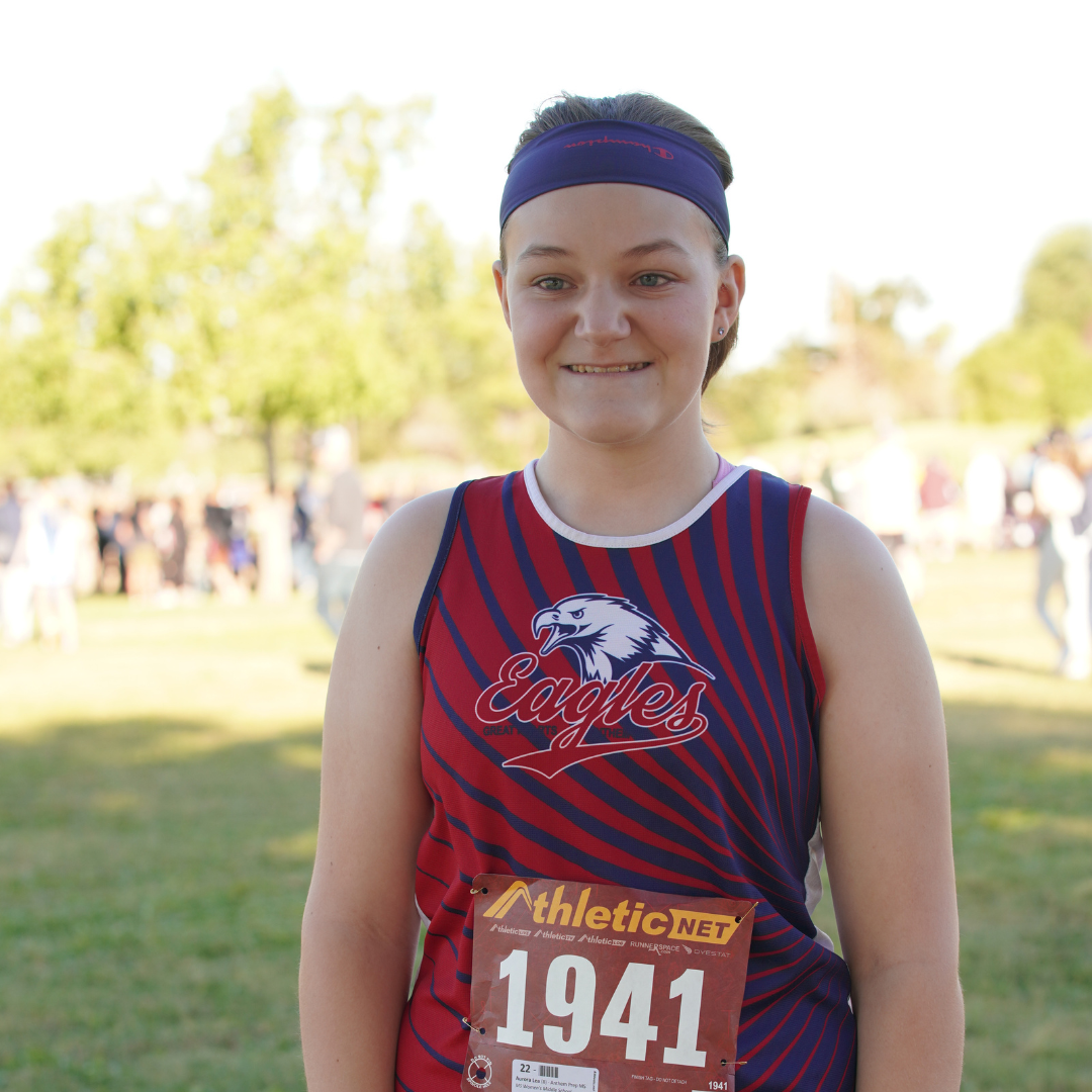 Aurora in her XC track uniform
