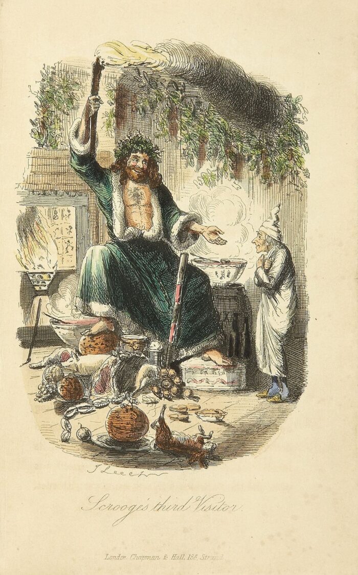 Illustration of Scroogesthird visitor by John Leech