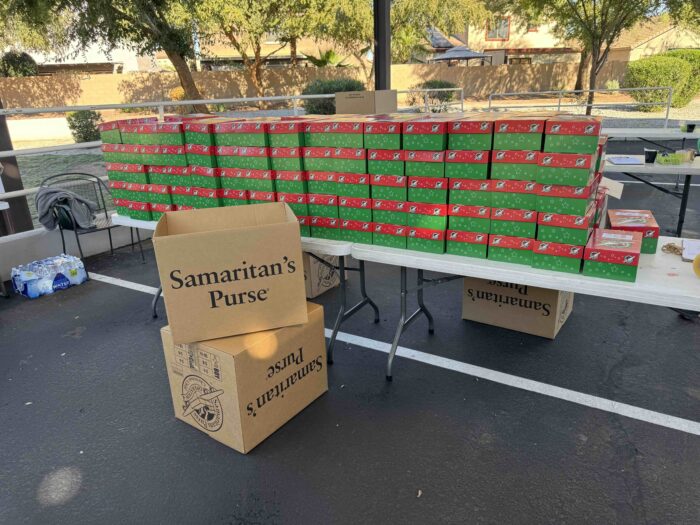 shoe boxes outside on a table