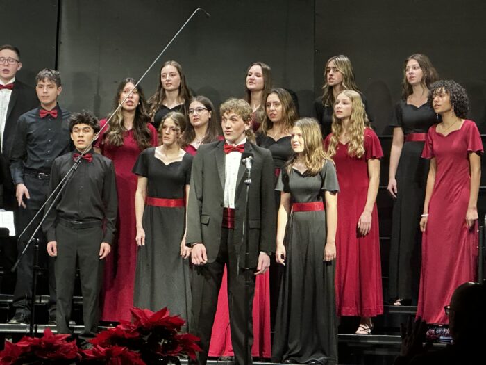 Students singing in a choir