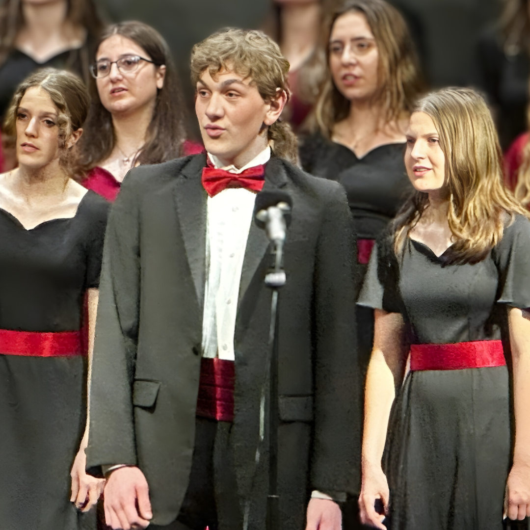 Students singing in a choir