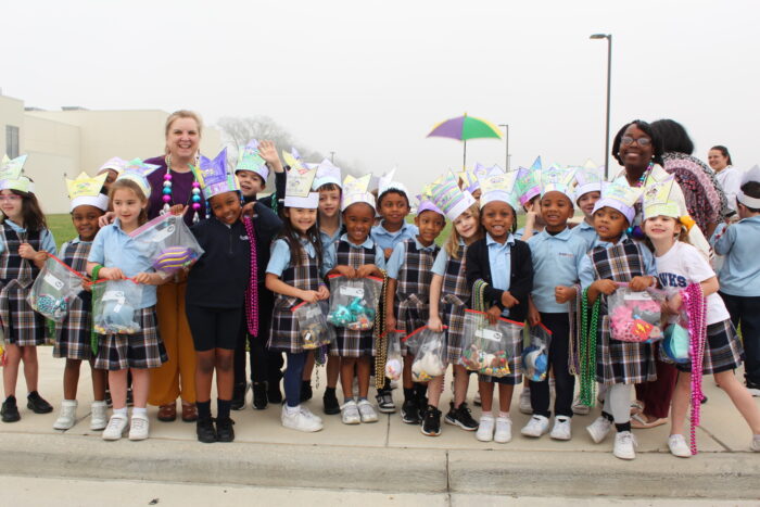 Class of students at Mardi Gras Fest