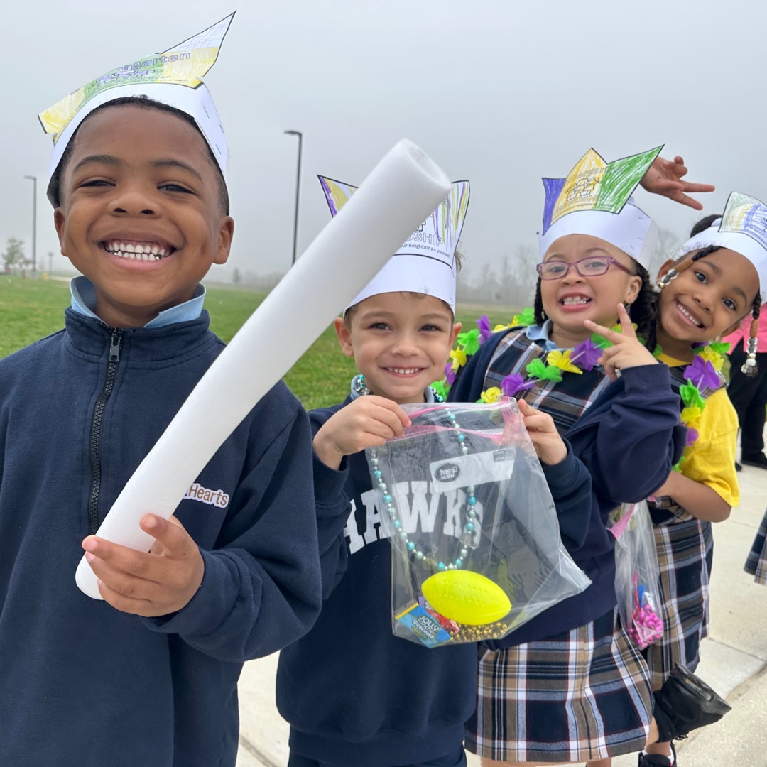 Students in Mardi Gras Parade