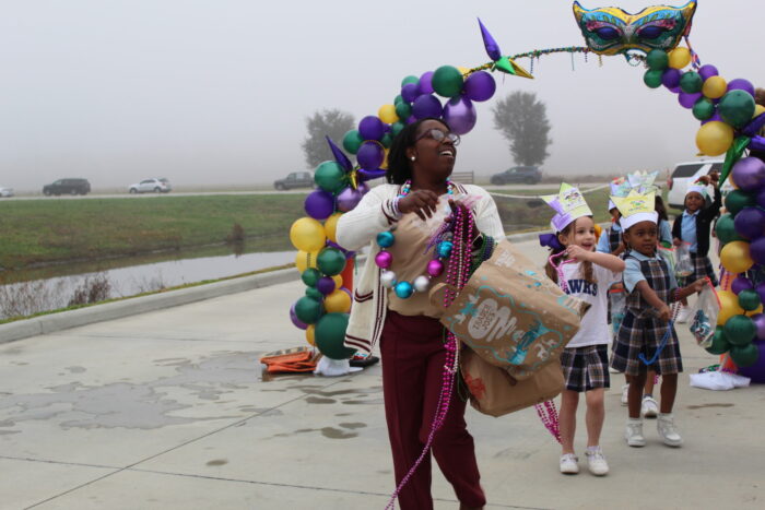 Teacher in Mardi Gras Parade
