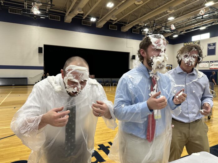 Three teachers who have been pied