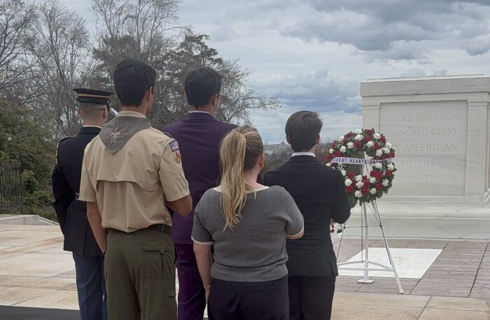 Students at the tomb