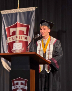 Alexander Alexandrovich speaking at graduation ceremony