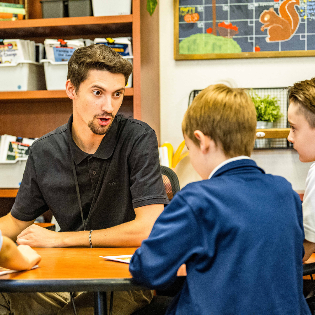 Teacher with students