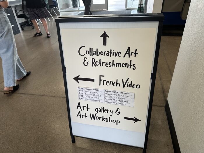 Directional signage at Art Night