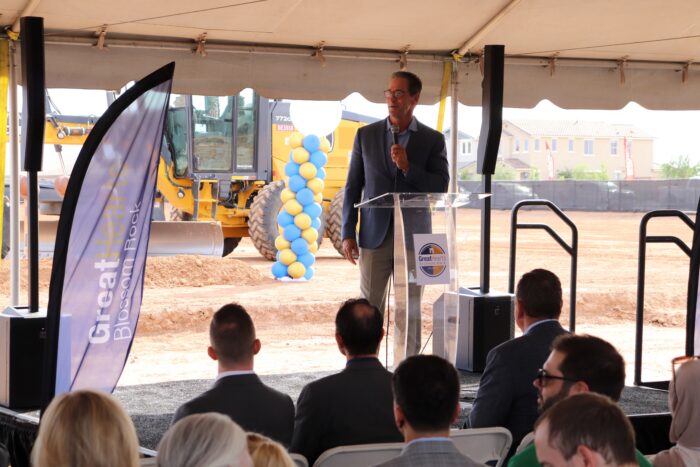 Dan Scoggin speaking at groundbreaking
