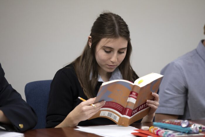 Student reading the Odyssey