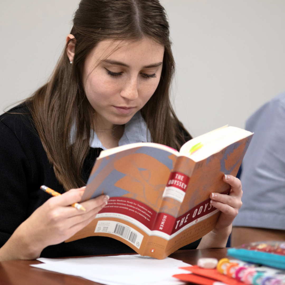 Student reading the Odyssey