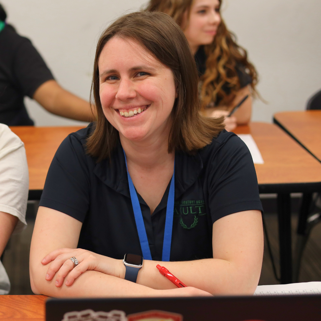 Michelle Paul with a student