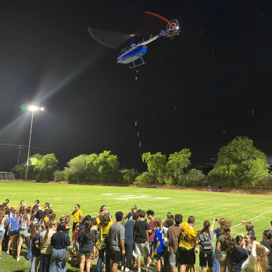 Helicopter Dropping Candy of Field