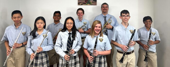 Rodriguez with band students