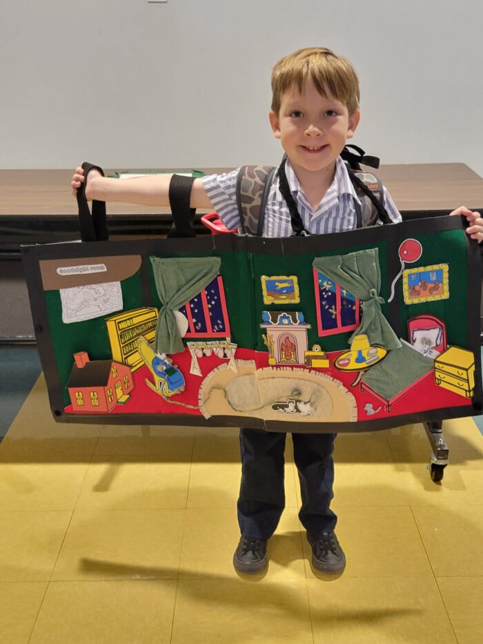 Student dressed as a book